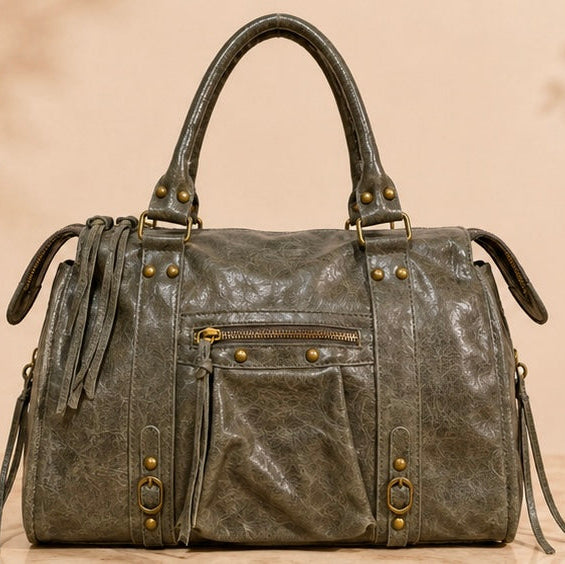 Sac à main Capucine Kaki foncé cuir irisé