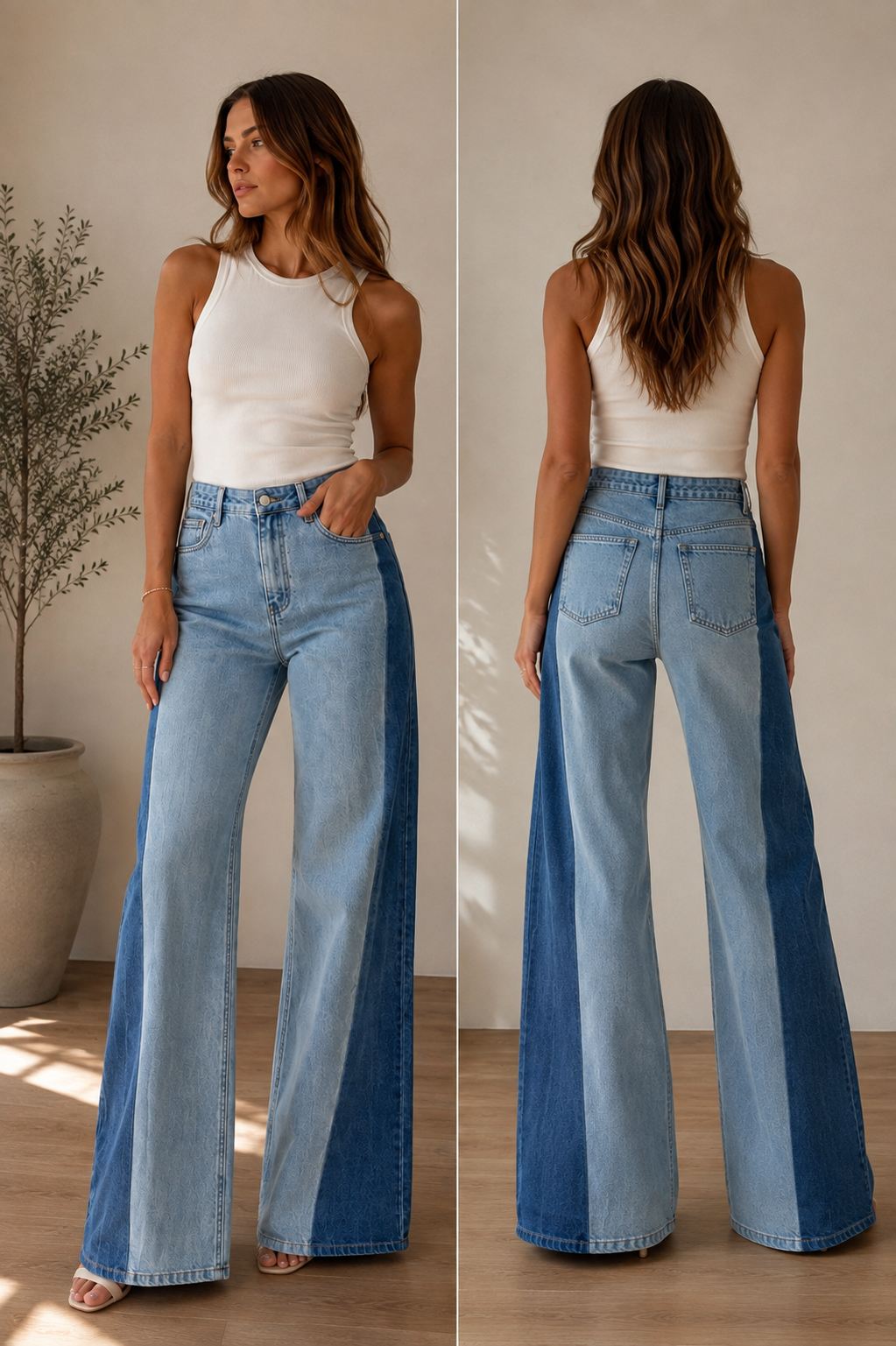 Jeans Bicolore bleu