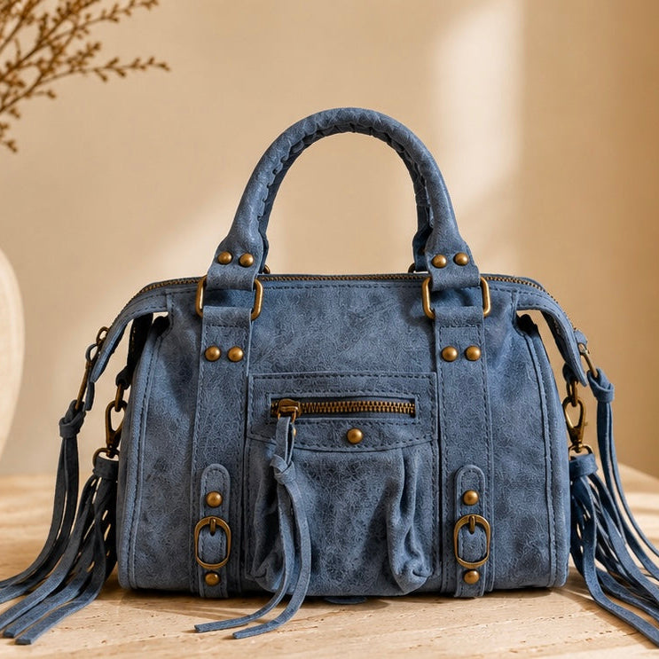 Sac à main Capucine cuir Bleu jean petit modèle