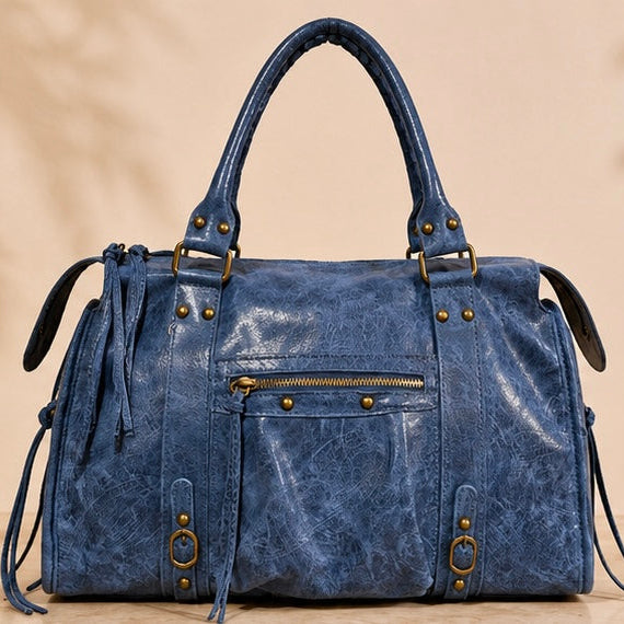 Sac à main Capucine Bleu jean cuir Irisé Mate