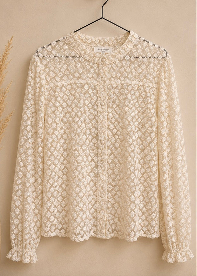 Chemisier beige fleuri Wanda