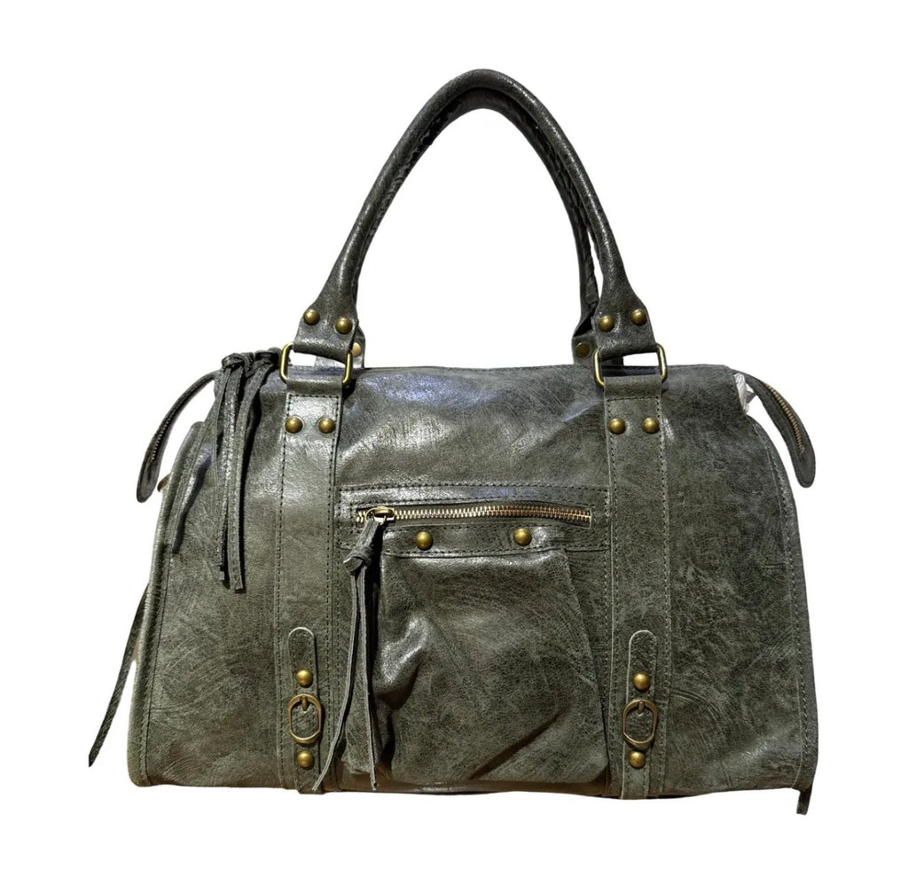 Sac à main Capucine Kaki foncé cuir irisé