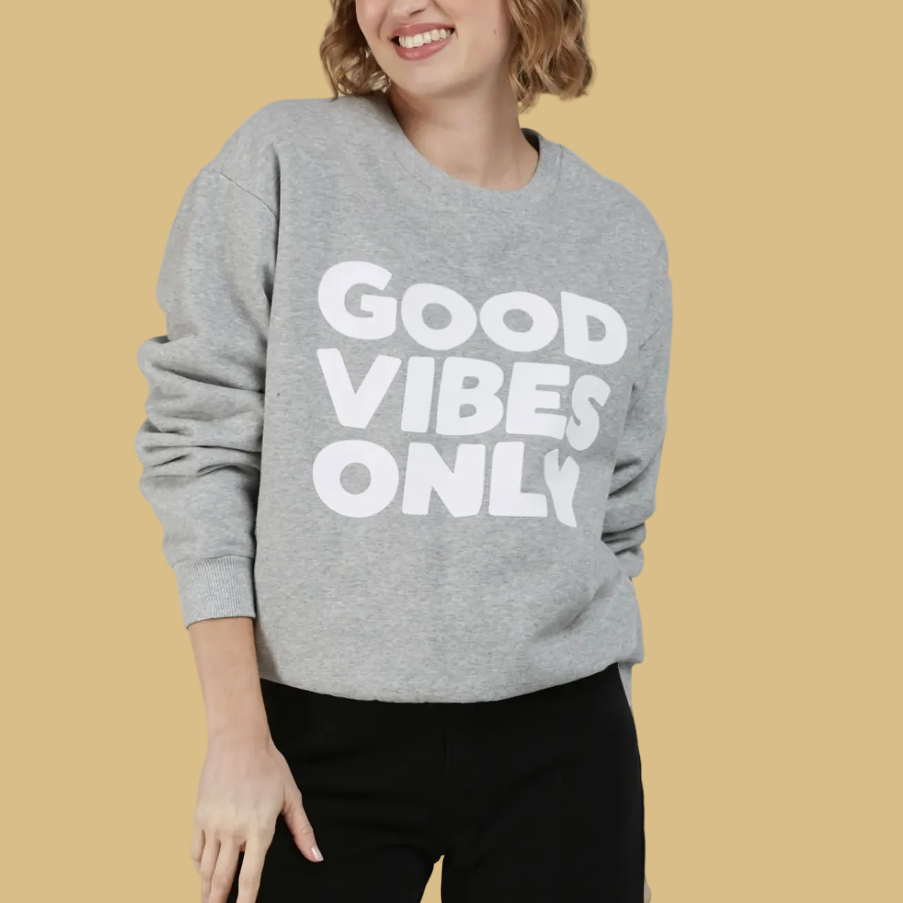 Pull sweat oversize good vibes only Gris