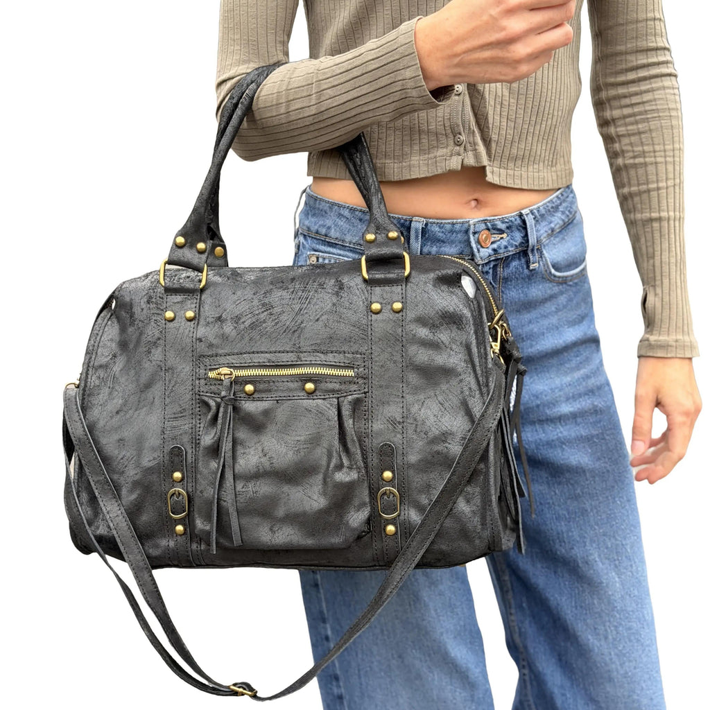 Sac à main Capucine Noir Cuir Irisé