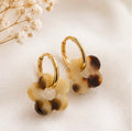 Boucles d'oreilles Fleur léopard clair en acier inoxydable doré